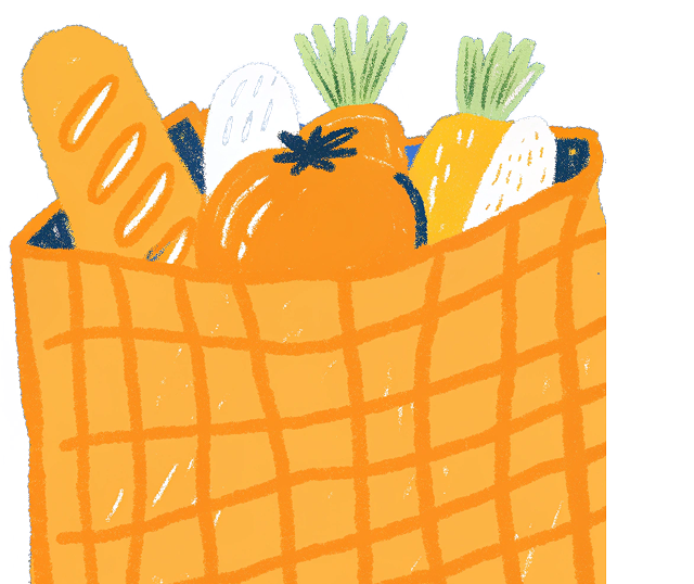 Ілюстрація кошика з продуктами Сільпо
